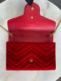 GUCCI - GG Marmont Red Velvet Shoulder Bag