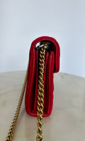 GUCCI - GG Marmont Red Velvet Shoulder Bag