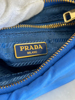 PRADA - Blue Tessuto Pleated Clutch / Wristlet