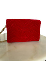 GUCCI - GG Marmont Red Velvet Shoulder Bag