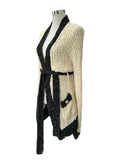 BALMAIN - Black & White Knit Cardigan Sz 40