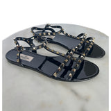 VALENTINO - Rubber Rockstud Sandals Black Sz 40