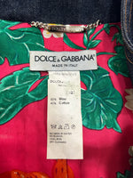 DOLCE & GABBANA - Denim & Tweed Coat with Silk Scarf