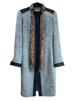 DOLCE & GABBANA - Denim & Tweed Coat with Silk Scarf