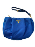 PRADA - Blue Tessuto Pleated Clutch / Wristlet