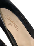 CHANEL - Black Leather CC Heels Sz 39