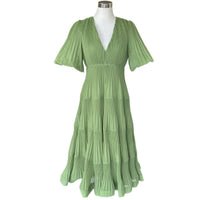 ZIMMERMANN - Pleated Balloon Sleeve Tiered Dress Sz 2