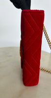 GUCCI - GG Marmont Red Velvet Shoulder Bag