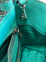 PRADA - Turquoise Leather Glacé Two Way Crossbody Bag