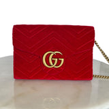 GUCCI - GG Marmont Red Velvet Shoulder Bag