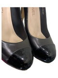 CHANEL - Black Leather CC Heels Sz 39