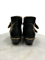 CHLOÉ - Susanna Studded Ankle Boots Black/Gold Sz 41