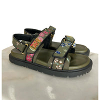 DIOR - Dioract Sandal in Khaki Floral Print Sz 38.5