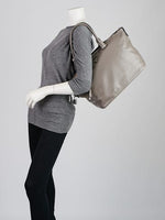 PRADA - Grey Smooth Calfskin Leather Tote Bag