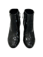CHANEL - Black Leather Ankle Boots Sz 39.5