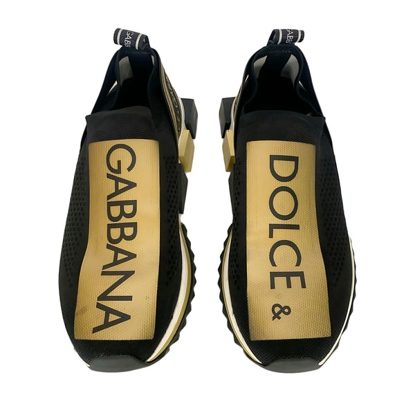 DOLCE & GABBANA - Sorrento Sneakers in Black & Gold Sz 39