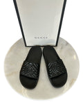 GUCCI - Black Matelassé Rubber Slides EU 40