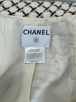 CHANEL - Cream & Black Tweed Knit Long Coat