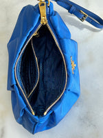 PRADA - Blue Tessuto Pleated Clutch / Wristlet