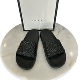 GUCCI - Black Matelassé Rubber Slides EU 40