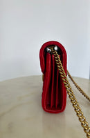 GUCCI - GG Marmont Red Velvet Shoulder Bag