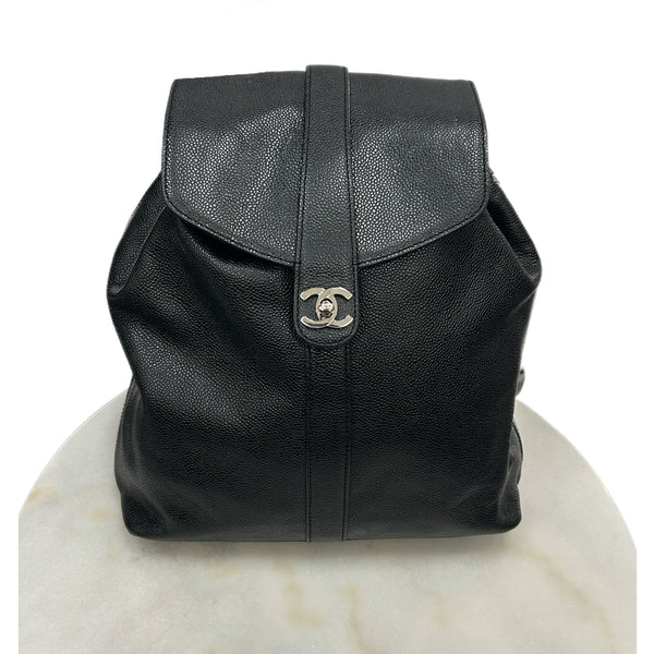 CHANEL - Black Caviar Leather Backpack