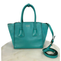 PRADA - Turquoise Leather Glacé Two Way Crossbody Bag