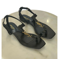 SAINT LAURENT - Cassandra Leather Sandals Sz 40