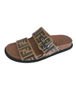 FENDI - Pearland FF Leather Slide Sandals Sz 39.5