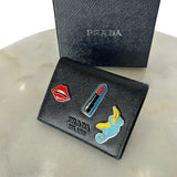 PRADA - Saffiano Smalto Metal Pins Compact Wallet