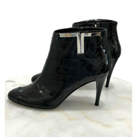 CHANEL - Black Leather Ankle Boots Sz 39.5