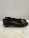 CHANEL - Black Quilted Leather Flats Sz 38.5