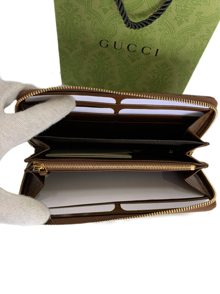 Gucci Horsebit 1955 zip around wallet in GG Supreme/brown