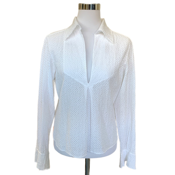 CHANEL - White Embroidered Blouse